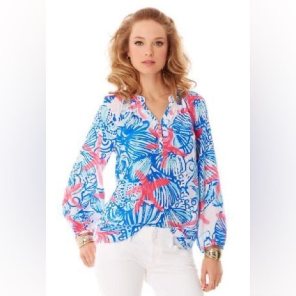 Lilly Pulitzer “She She Shells” Elsa Blouse - Picture 7 of 7